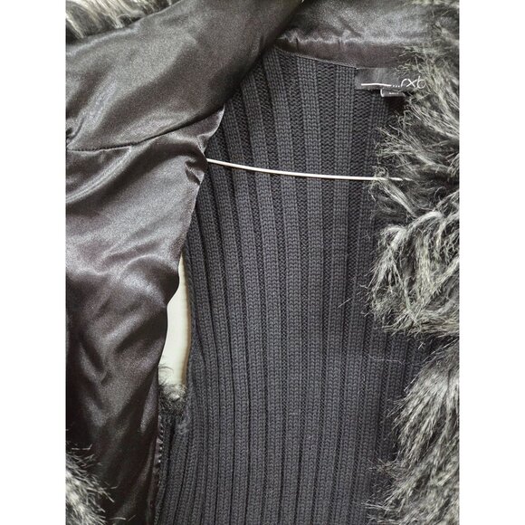 RXB Vest Black Faux Fur Sweater High Neck Long Tunic Style  Women's Medium - Picture 4 of 11